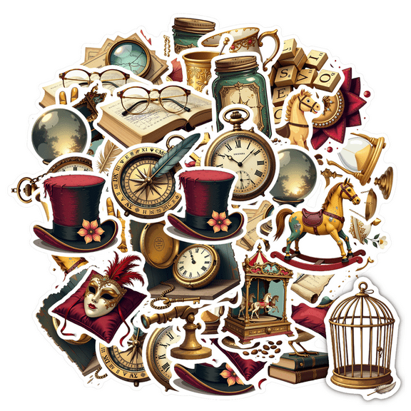 Vintage Stickers Stationery Stickers Steampunk Adventure Kids Stickers Toy for Laptops Suitcase Guitar