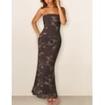 thumbnail image 2 of Merokeety Womens Summer Maxi Tube Dress Floral Mesh Formal Party Long Dresses Coffee m, 2 of 7