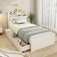 Hitow Single Bed Frame with Headboard and 2 Drawers on Wheels