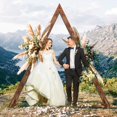 thumbnail image 1 of 8.3FT Wooden Wedding Arch, Arch Backdrop Stand for Ceremony, Triangle Backdrop Stand for Garden Wedding Parties, Natural Wood Rustic Arch D, 1 of 7
