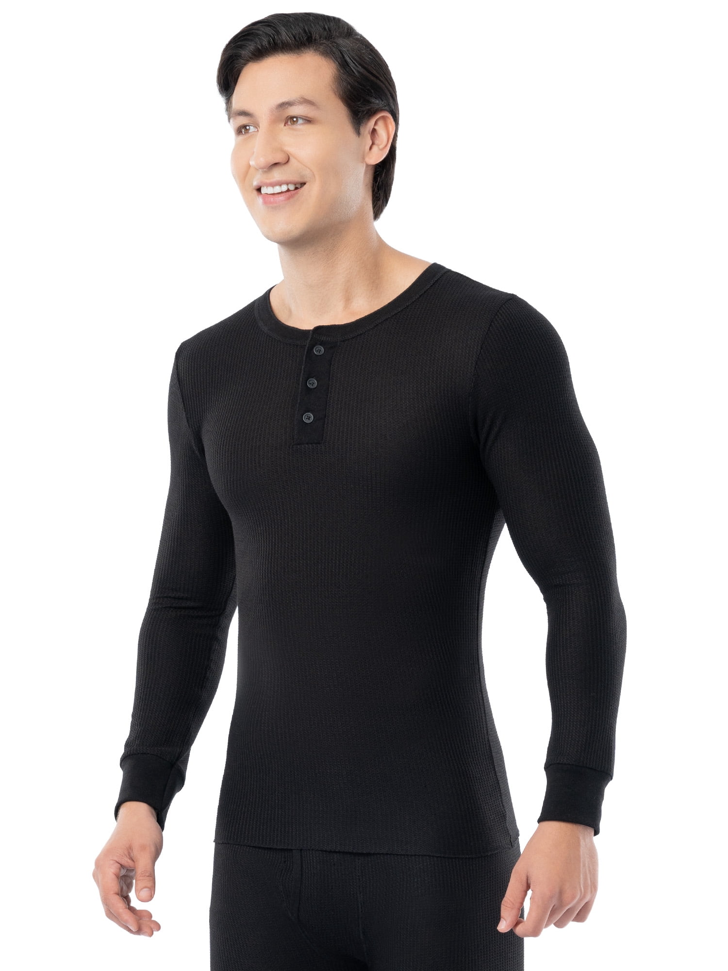 Fruit of the Loom Men's Thermal Waffle Underwear Henley Top, Sizes S-5XL