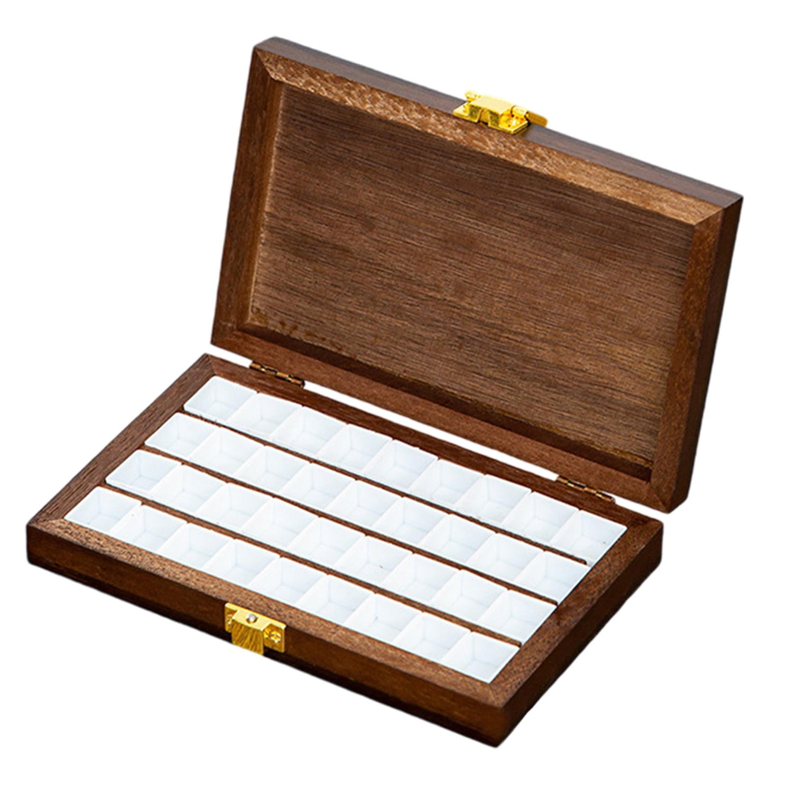 Milageto Watercolor Paint Box Empty Palette Box Wooden Watercolor Paint Storage Box Paint 36 Grids