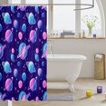 thumbnail image 3 of Manfei Neon Ringed Planets Shower Curtain 72Wx84L,Sprinkle Stars Print Bathroom Shower Curtain,Purple Navy, 3 of 5