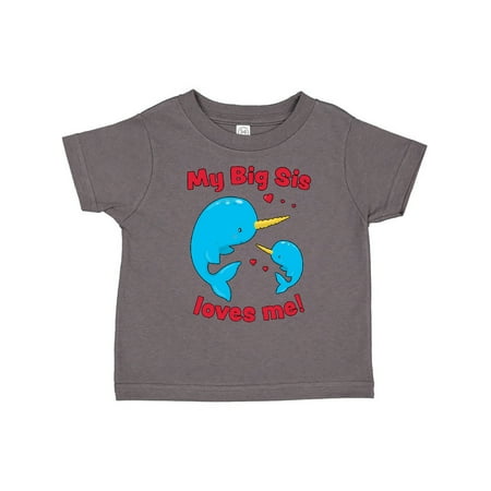 

Inktastic My Big Sis Loves Me Narwhal Family Gift Toddler Boy or Toddler Girl T-Shirt