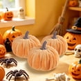 thumbnail image 6 of Fall Decor,Fall Decorations for Home,Velvet Pumpkins Decoration Artificial Fake Pumpkins,3IN Fabric Wrapped Pumpkin Ornaments for Home Kitchen Farmhouse(Yellow), 6 of 6