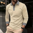 thumbnail image 2 of WTXUE Polos Long Sleeve, Lapel Golf Shirts for Men Spring Autumn Casual Button T Shirt Top Solid | Workwear for Men Khaki L, 2 of 6