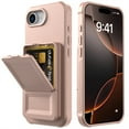 thumbnail image 2 of TECH CIRCLE for iPhone 16e (2025 Release) 6.1" Rugged Plastic Case with Built-in Mirror/Card Holder Slot, Slim Fit Lightweight Shockproof Wallet Phone Cover for Women Men, Rosegold, 2 of 7