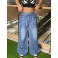 thumbnail image 5 of aPAY Womens Jeans Long Denim Loose Fit Pants Daily Wear Lace Up And Zip Fastening, 5 of 7