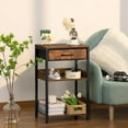 thumbnail image 2 of White Printer Stand with Fabric Drawer, 3 Tier Industrial Side Table, Modern Small Printer Desk Holder with Storage Shelf,Multi-Functional Bedside Tables for Home Office Fax Machine Scanner, 2 of 16