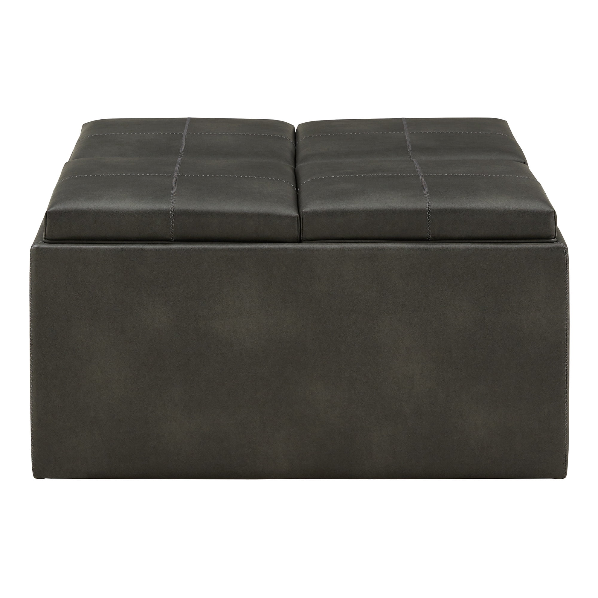 Weston Home Novella Storage Ottoman, Gray Faux Leather