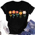 thumbnail image 2 of NAMTYQX Womens Summer Tops Plus Size Print Loose Fitting Gemusterte Basic Short Sleeve Crewneck Cool Light Women's T-Shirts Black Size 2XL, 2 of 4