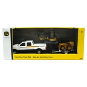 John Deere Construction Toy Set Pickup Truck, Trailer, Tracked Mini Hoe and Skid Loader Truck Vehicle Playset (4 Pieces)