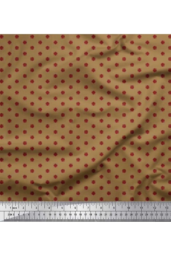 Viscose Chiffon Fabric Red Small Motif Shirting Print Sewing Fabric Yard 42 Inch Wide