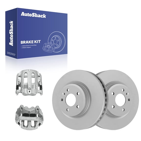 AutoShack Front Brake Rotors & Calipers for Ford & Lincoln, Flex 2009 MKS 2009, AWD FWD V6 3.5L 3.7L - Coated - ArmorStop - 12.8" (325 mm), 5-Lug