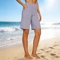 thumbnail image 2 of Cmfcve Women's Mid Rise Elastic Waist Shorts Fashion Casual Knee Length Daily Summer Shorts, 2 of 5