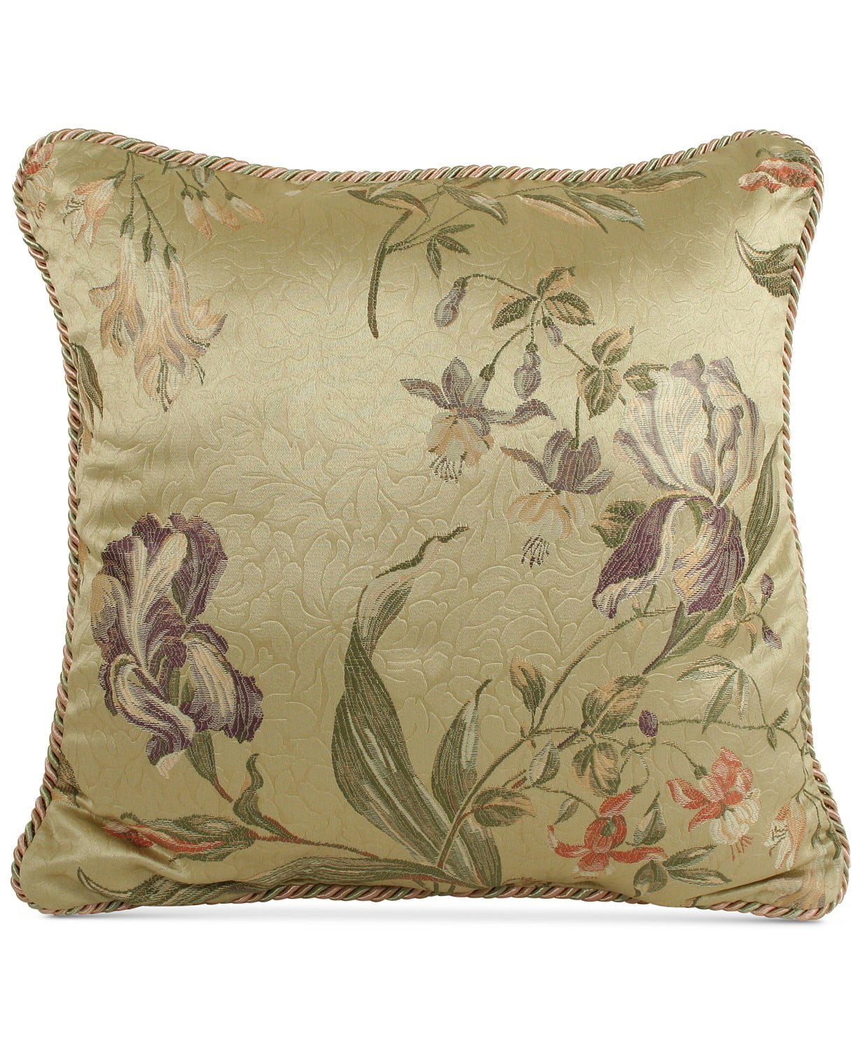 Croscill Iris Square Decorative Pillow, Stitched Sides with Ivory