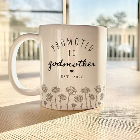 Promoted to Godmother Mug EST 2026 Pregnancy Announcement Godmother Proposal Gift First Ti