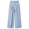 thumbnail image 5 of VBVC Women's Waffle Wide Leg Pants , Pleated High Waisted Trousers For Women , Ladies' Pull On Work Pants with Pockets, Blue , S-3XL, 5 of 7