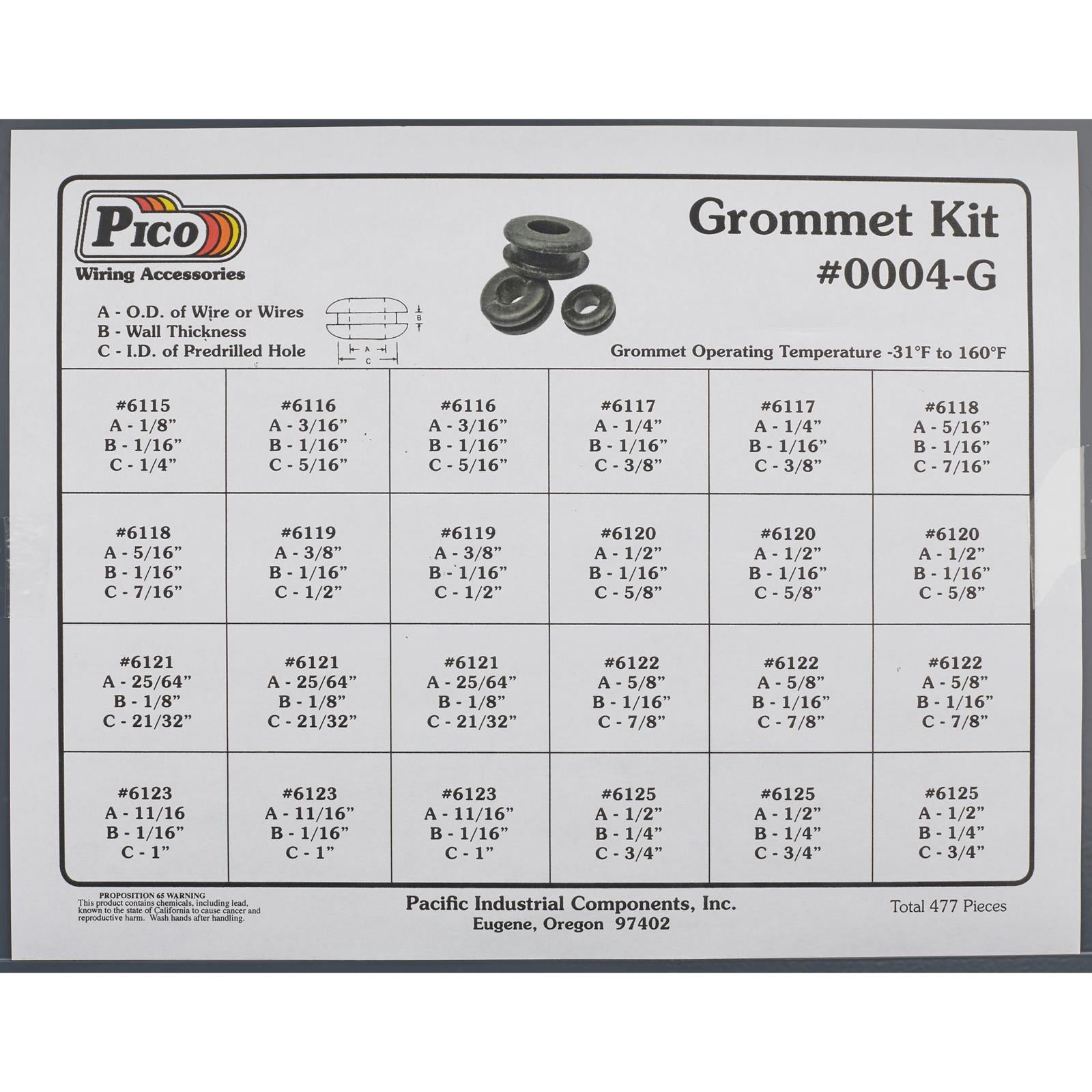 Pico 0004-G Grommet Kits, 477 Pcs