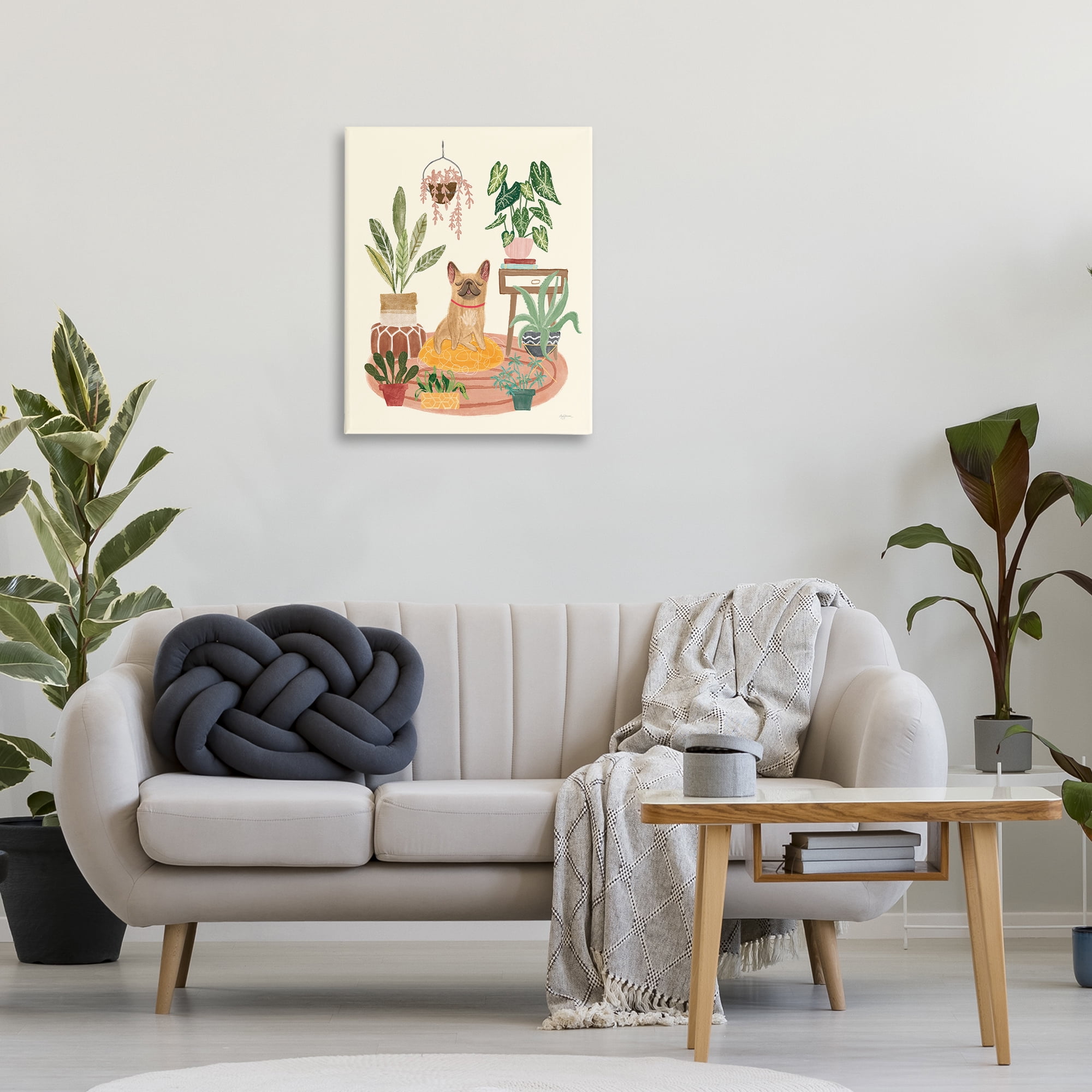 Stupell Industries Urban Dog with Plants Animals & Insects Painting Gallery Wrapped Canvas Art Print Wall Art, 24 x 30