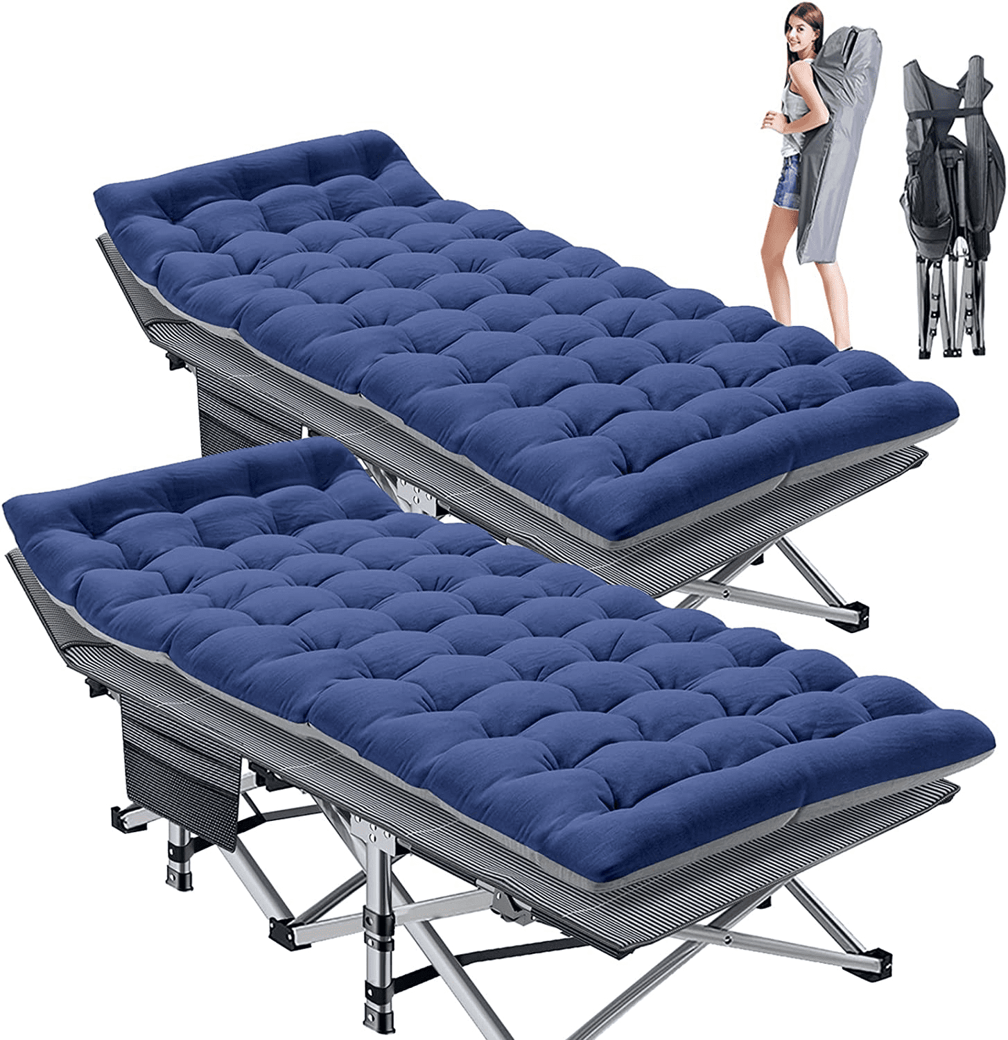 ABORON 2 Pack Folding Camping Cot for Adults & Kids, Folding Guest Bed ...