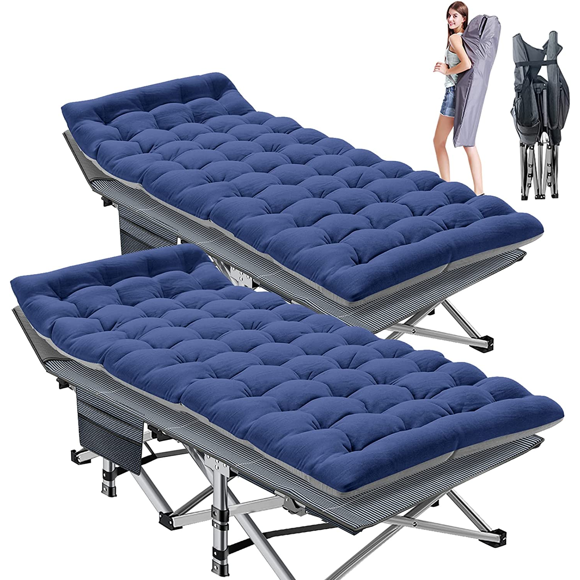 ABORON 2 Pack Folding Camping Cot for Adults & Kids, Folding Guest Bed Cots,Sleeping Cot Folding Bed with 2 Sided Mattress & Carry Bag