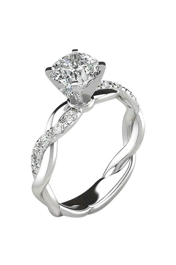 Stainless Steel Simulated Diamond Ring for Women Wedding Engagement Solitaire Style Proposal Ring Jewelry Gift for Moms Wife Girlfriend