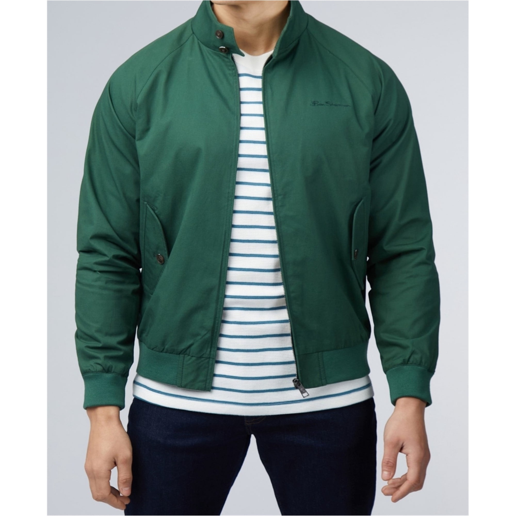 Ben Sherman Mens Harrington Bomber Jacket, Green, XX-Large