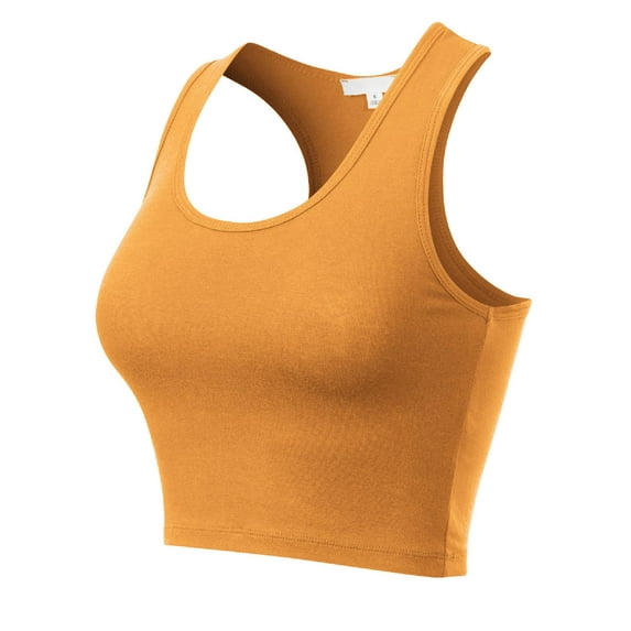 MixMatchy Women's Cotton Basic Sleeveless Racerback Sports Crop Tank Top