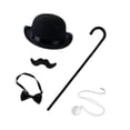 thumbnail image 2 of Sombrero de disfraz de Halloween,Accesorios para hombre Conjunto de accesorios para disfraz de caballero,Sombrero Disfraz Bastón Collar Pajarita Barba,Disfraces de carnaval,accesorios para, 2 of 8