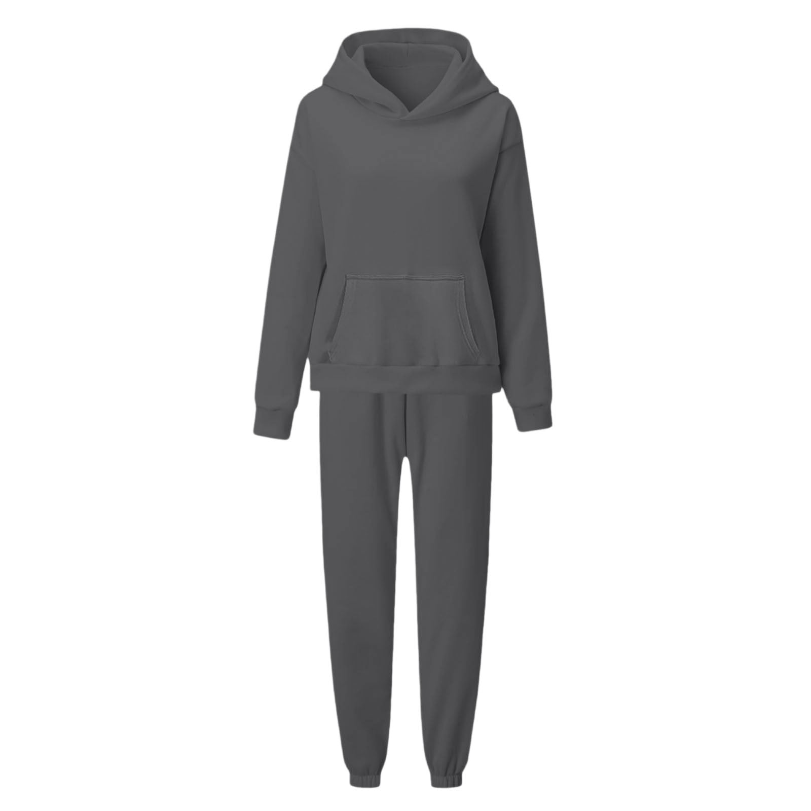 UPPADA 2 Piece Set for Women Casual Two Piece Outfits Lounge Set Trendy Hoodies Matching Comfy Set and Jogger Suits Long Sleeve Sweatshirts Sweatpants Set Dark Gray,M