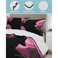 thumbnail image 4 of Pink Rose Twin Size Down Alternative Comforter, Lightweight Comforter Quilt Bedding Set with Pillow Shams Vintage Abstract Garden Flower Floral Black All Seasons Bed Comforter Duvet Insert 68"x86", 4 of 7