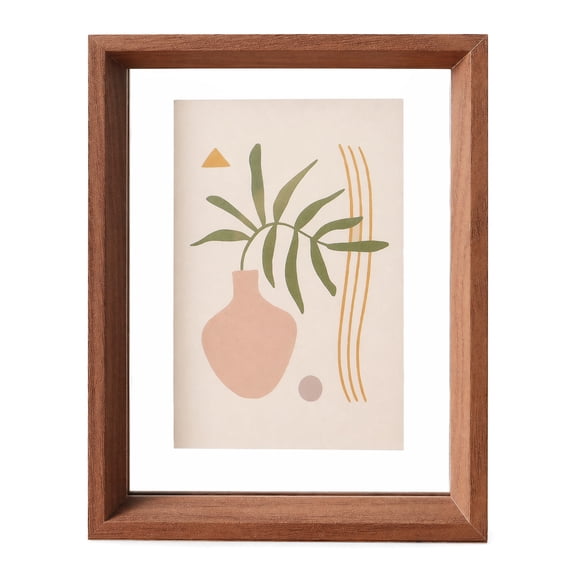 5x7 Floating Frame Set of 2, Double Rustic Photo Frame for Wall Hanging or Tabletop Standing, Also Display 4x6 or 3x5 Photo for Floating Effect, Natural