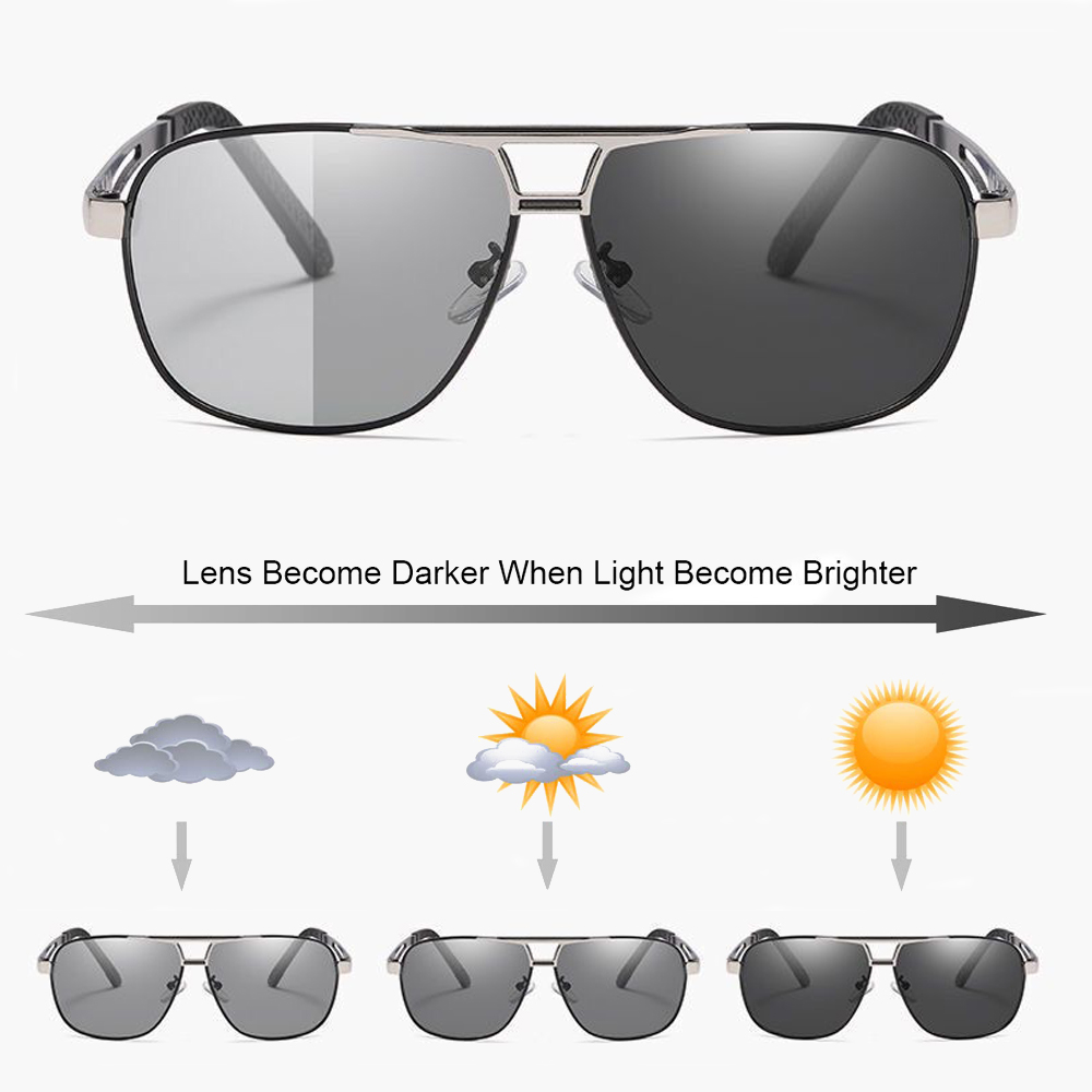 FELRES Men's Photochromic Polarized Sunglasses | Transition Lens Outdoor Driving Glasses Gray