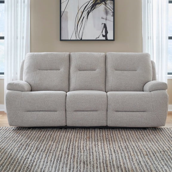 Liberty Furniture Power Recline Sofa, Loveseat & Recliner with Charging Ports-Nathan Ginger Fabric