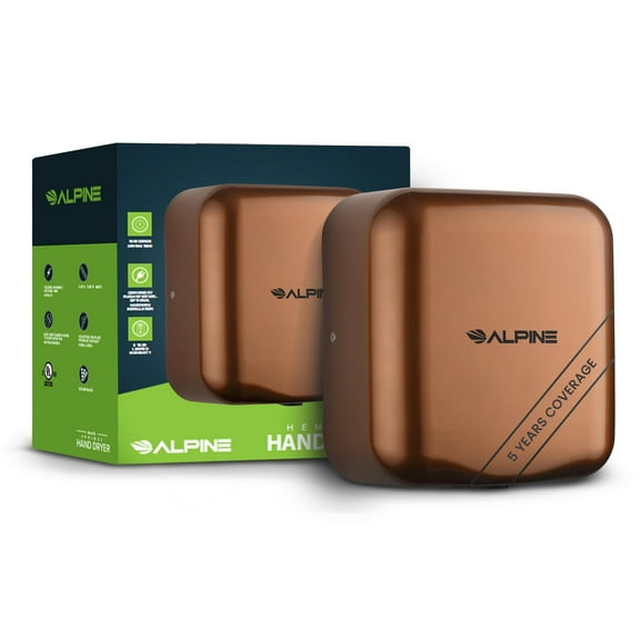 Alpine Automatic Hand Dryers for Bathrooms Commercial High Speed 110-120V Stainless Steel Electric Hand Dryer, Plug In & Hardwire Options with Air Filter, ADA & UL Compliant & 5 Years Coverage
