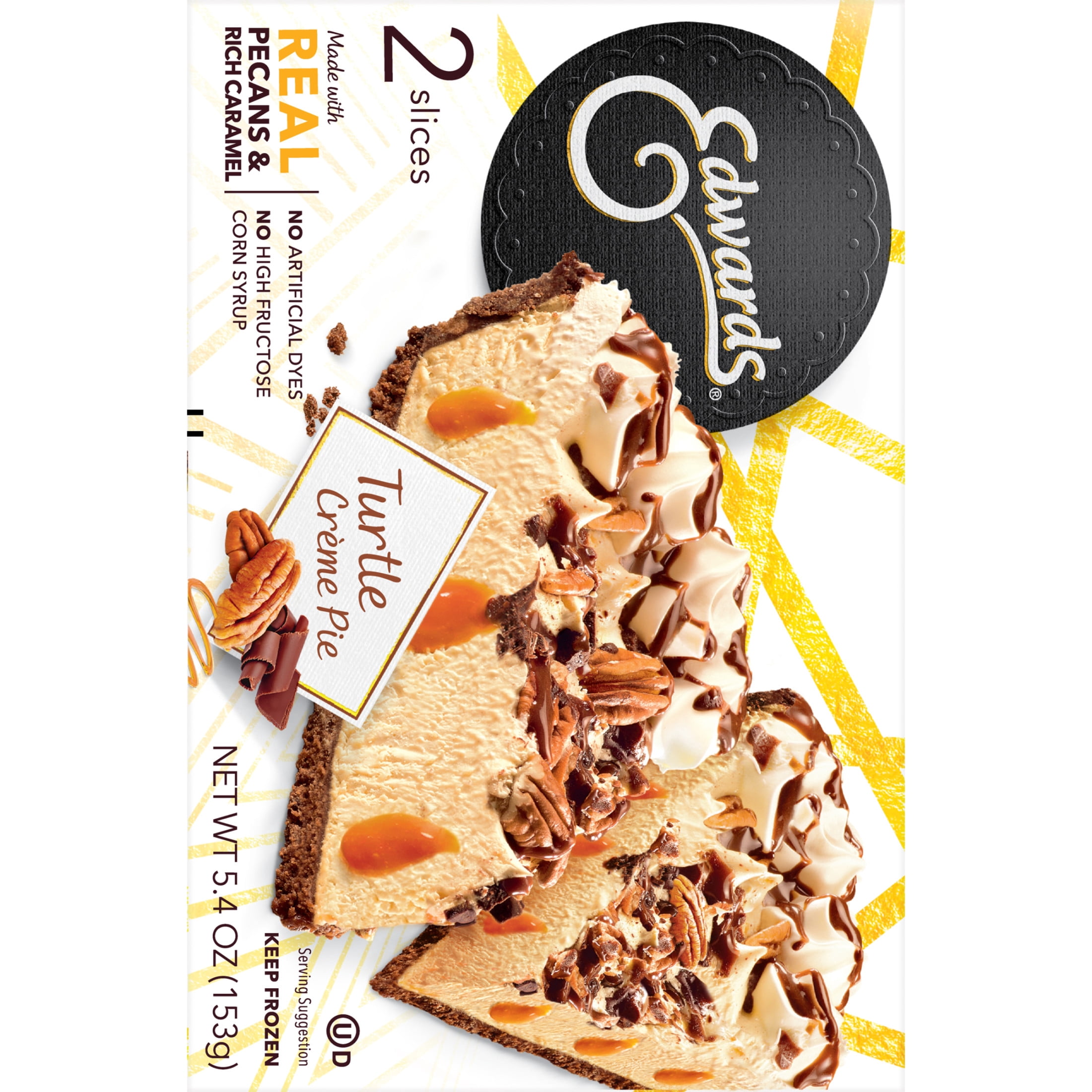 Edwards Singles Desserts Frozen Turtle Pie Slices, 5.41 oz 2 Pack