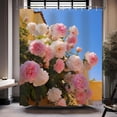 thumbnail image 4 of Pink Floral Shower Curtain, Rustic Shower Curtain, Rose Flower Shower Curtain Set Waterproof Bath Curtain Bathroom Decor with 12 Hooks, 72x72 inches (White), 4 of 6