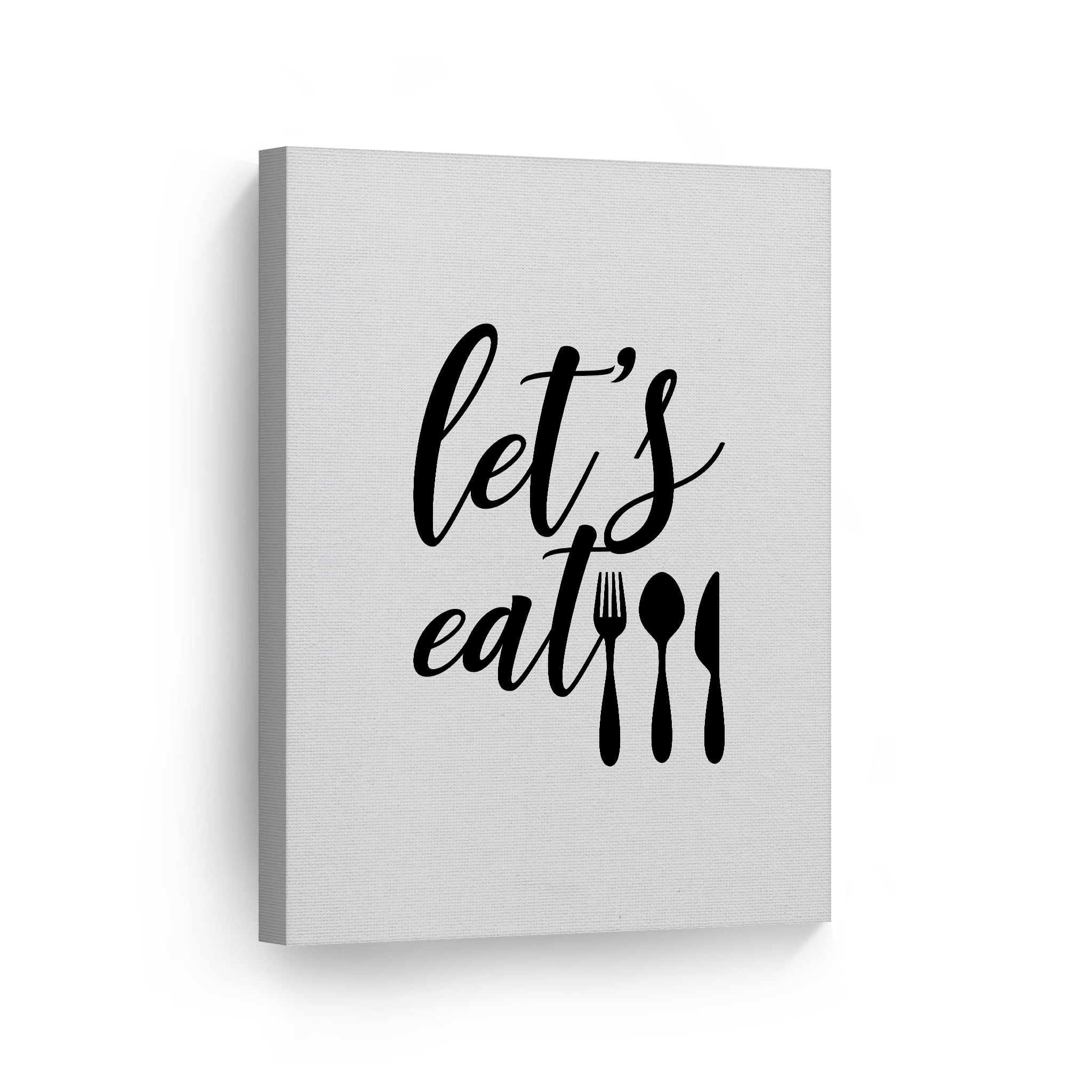 Smile Art Design Let's Eat Black and White Kitchen Canvas Wall Art Print Restaurant Cafe Dining Room Farmhouse Decor Modern Housewarming Gift 40x30
