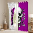 thumbnail image 3 of Feelyou Romantic Purple Rose Black Out Curtains, Gothic Skeleton Curtains Pack of 2 (42x63 Each), Valentine's Day Theme Bedroom Curtains, Curtains and Drapes Decor, 3 of 6