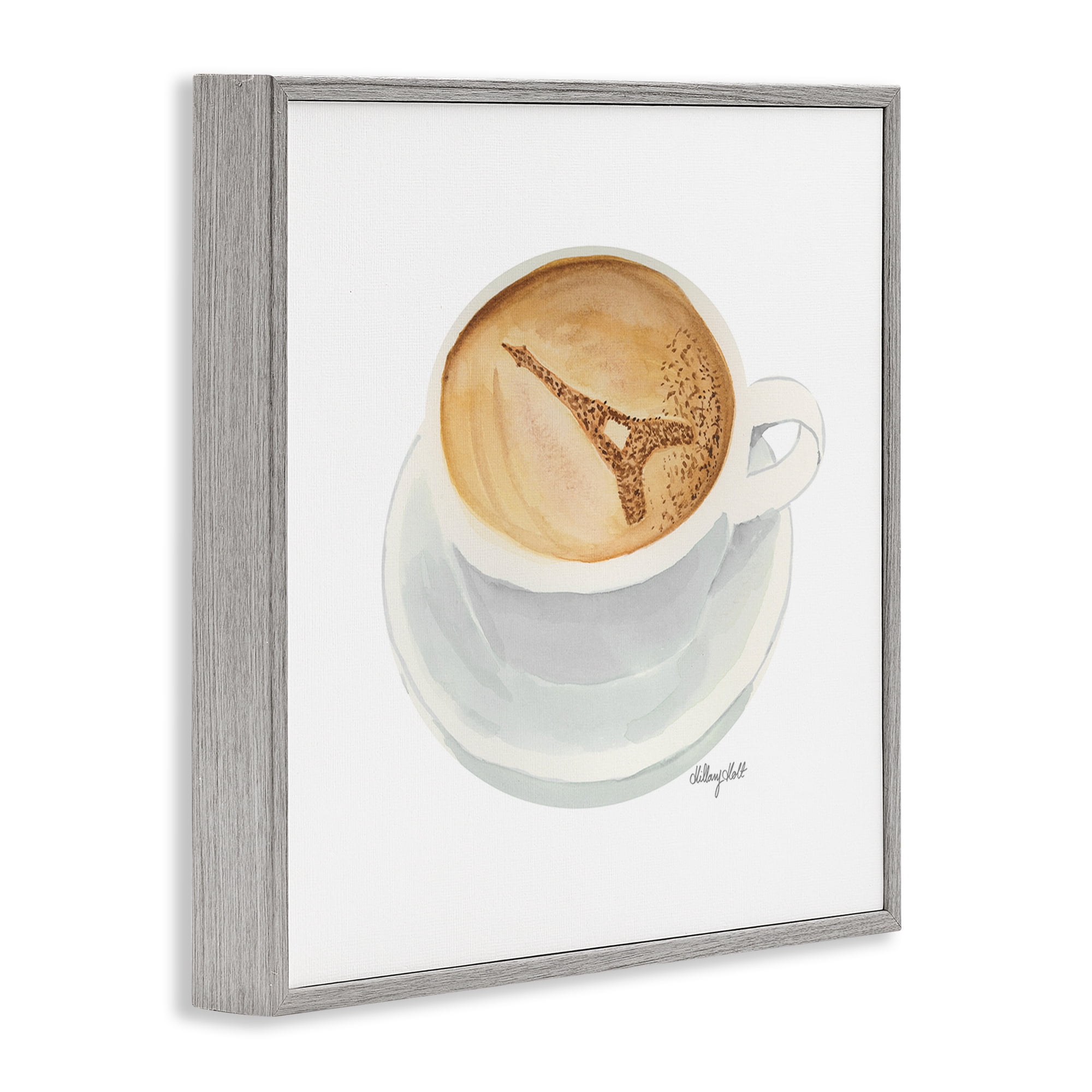 Stupell Industries Eiffel Tower Latte Gray Framed Giclee Art, design by Hillary Holt