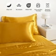 thumbnail image 4 of Flxxie 3 Pieces Twin-XL Silky Satin Sheet Set for Hair and Skin, Includes Flat Sheet, Deep Pocket Fitted Sheet and Pillowcases, Golden Brown, 4 of 6