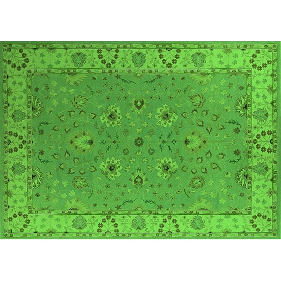 Ahgly Company Indoor Rectangle Oriental Green Traditional Area Rugs, 2' x 5'