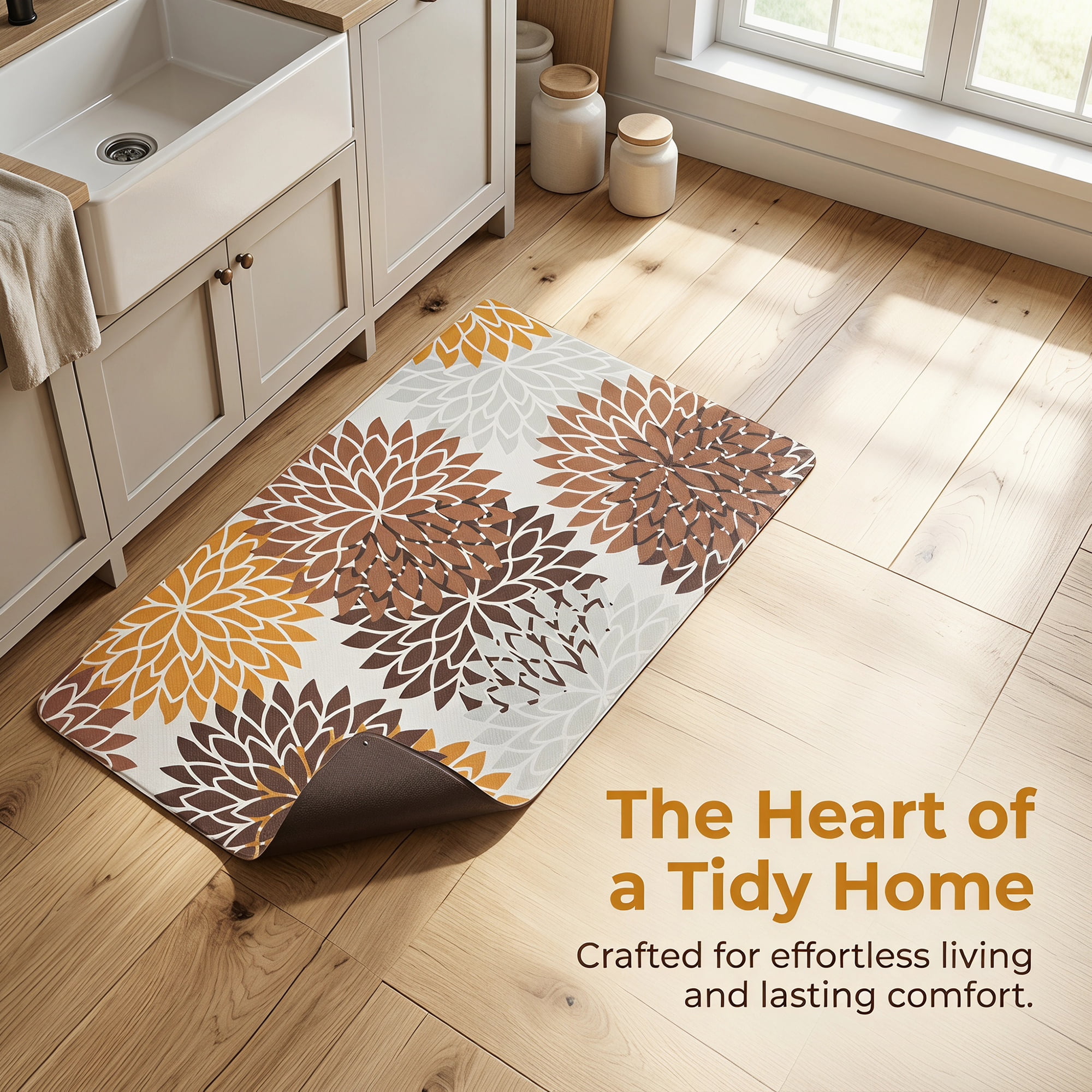 Unique Bargains Ergonomic Kitchen Mats Orange 30" x 17"