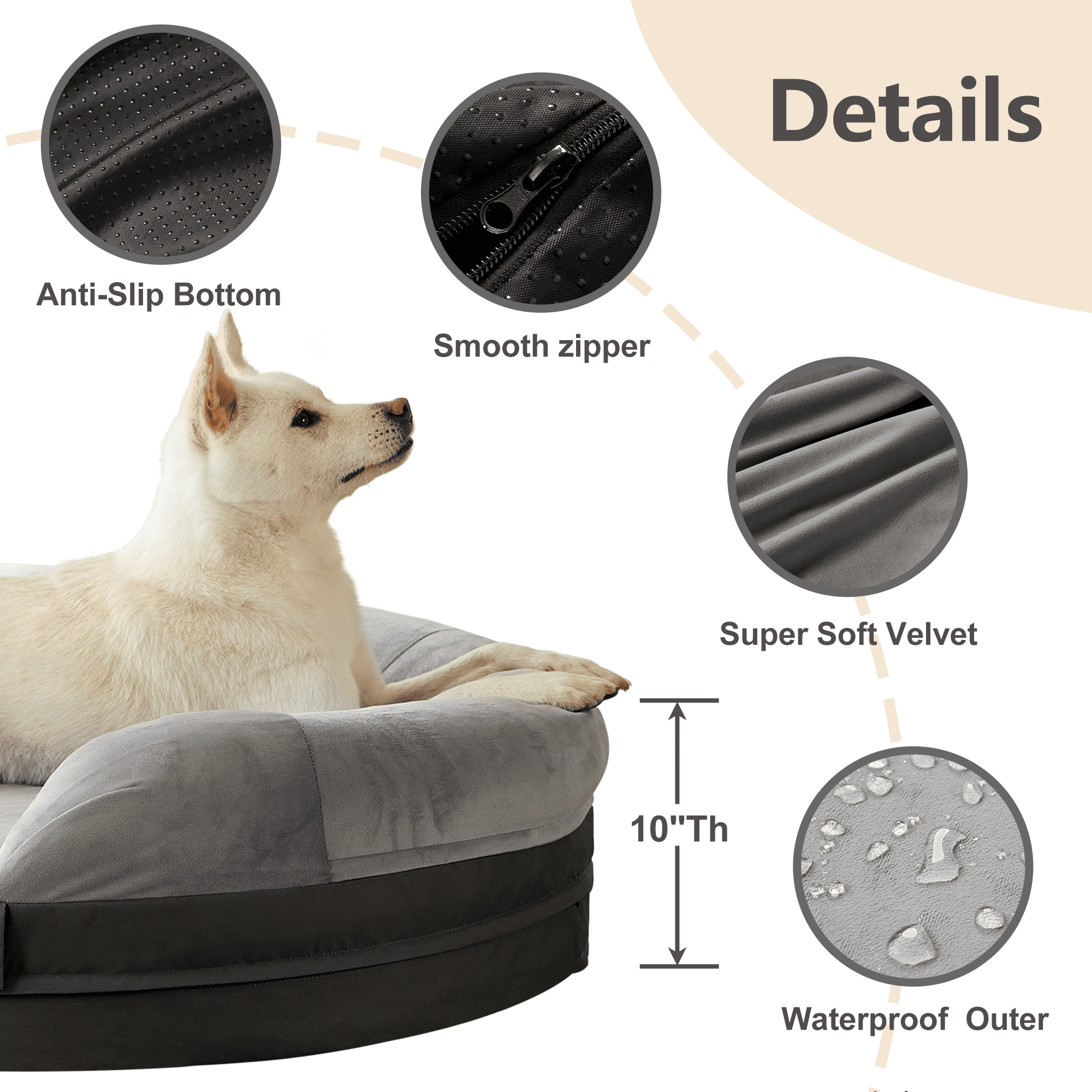 EnHomee Orthopedic Dog Bed for Large Dogs 10