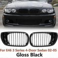 thumbnail image 2 of Gloss Black Front Hood Kidney Grill for - E46 3 Series 2002-2005 4D Sedan 318I 320I 323I 328I Front, 2 of 5