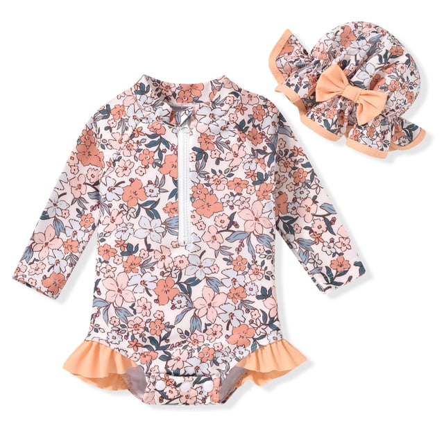 Traje de baño de una pieza Aalizzwell Floral para niñas, de 6 a 12 m