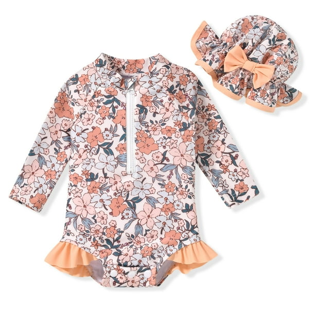 Traje de baño de una pieza Aalizzwell Floral para niñas, de 6 a 12 m