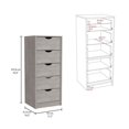 thumbnail image 4 of Basilea 5 Drawers Tall Dresser, Pull Out System Concrete Gray, 4 of 7