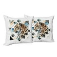 thumbnail image 3 of Ambesonne Leopard Throw Pillow Cover Pack of 2, Watercolor Minimal Modern, 2 Pcs-36"x36", Brown White and Blue, 3 of 5